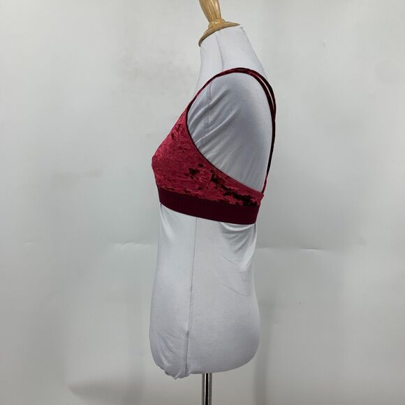 Pink Victorias Secret Bralette Women S Small Maroon Unlined Crushed Velvet Strap - Picture 4 of 12